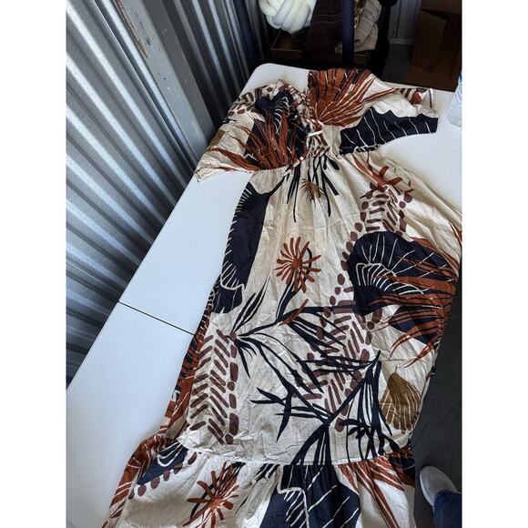 3 for $9 Made in Italy 100% Cotton Leaf Summer Dress/Coverup V Neck Ruffle - Picture 10 of 11